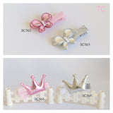 Pink and Silver Butterfly and Crown Baby Hair Clips (BC362-BC365)