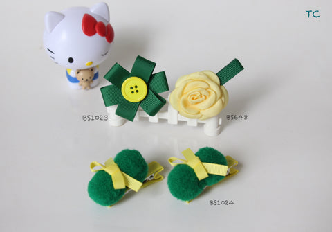 School Hair Accessories, Yellow/ Dark Green/ Good Hope (BS1023-BS1024)