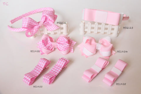 School Hair Accessories, Pink (BS1032-BS1035)