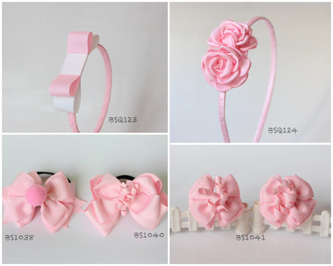 School Hair Accessories, Pink (BS1038-BS1041)