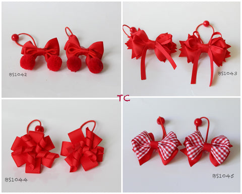 School Hair Accessories, Red (BS1042-BS1045)