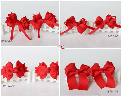 School Hair Accessories, Red (BS1046-BS1049)