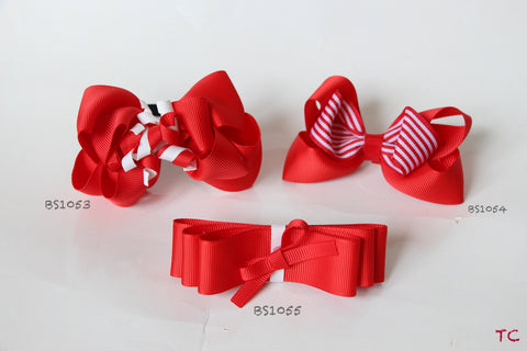 School Hair Accessories, Red (BS1053-BS1055)