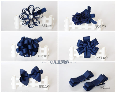 School Hair Accessories, Navy (BS106-BS111)