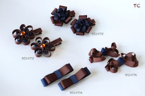 Brown School Hair Accessories, Brown (BS1073-BS1076)