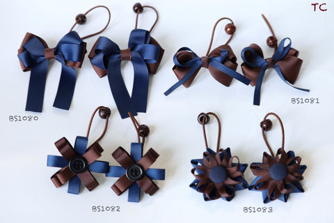 Brown School Hair Accessories, Brown (BS1080-BS1083)