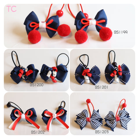 School Hair Accessories, Navy and Red (BS1199-BS1203)