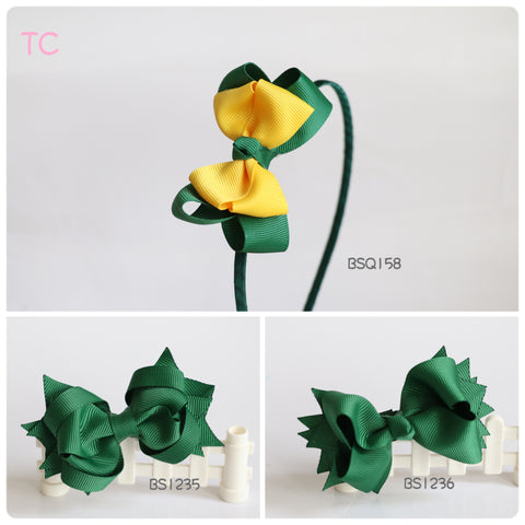 School Hair Accessories, Yellow/ Dark Green/ Good Hope (BS1235-BS1236)