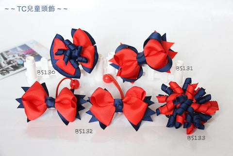 School Hair Accessories, Navy and Red (BS130-BS133)