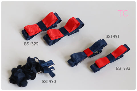 School Hair Accessories, Navy and Red (BS1329-BS1332)