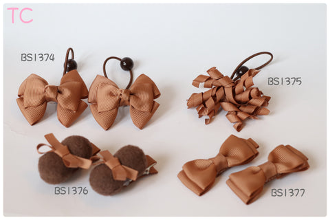 Brown School Hair Accessories, Brown (BS1374-BS1377)