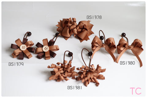 Brown School Hair Accessories, Brown (BS1378-BS1381)