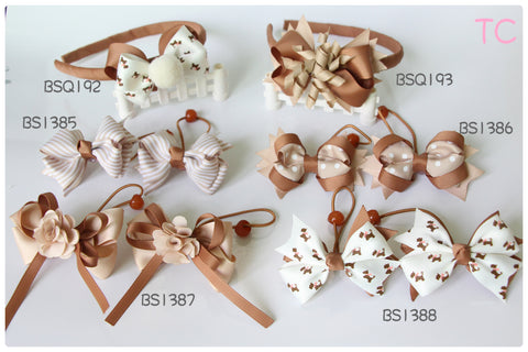 Brown School Hair Accessories, Brown (BS1385-BS1388)