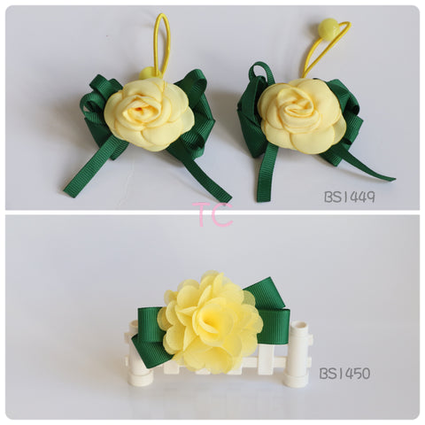 School Hair Accessories, Yellow/ Dark Green/ Good Hope (BS1449-BS1450)