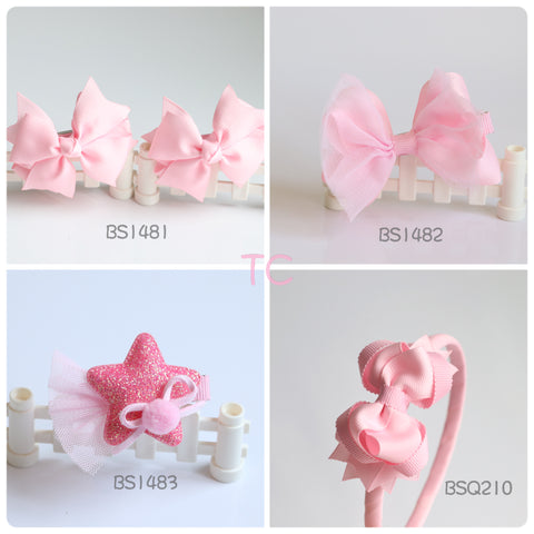 School Hair Accessories, Pink (BS1481-BS1483)