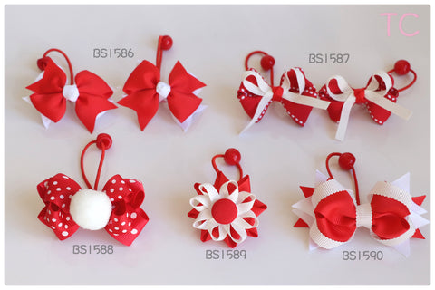 School Hair Accessories, Red (BS1586-BS1590)