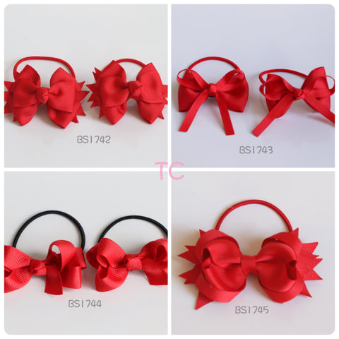 School Hair Accessories, Red (BS1742-BS1745)