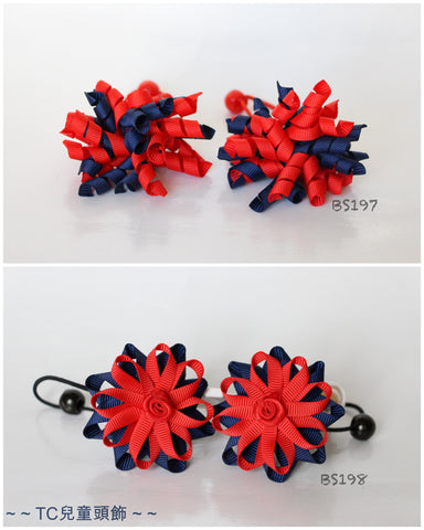 School Hair Accessories, Navy and Red (BS197-BS198)