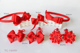 School Hair Accessories, Red (BS394-BS396)