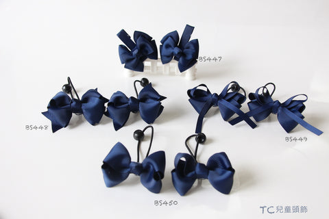 School Hair Accessories, Navy (B447-B450)