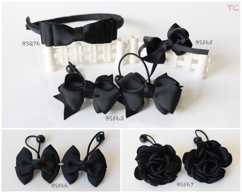 School Hair Accessories, Black (BS565-BS567)