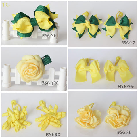 School Hair Accessories, Yellow/ Dark Green/ Good Hope (BS646-BS651)