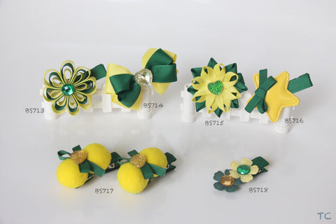 School Hair Accessories, Yellow/ Dark Green/ Good Hope (BS713-BS718)