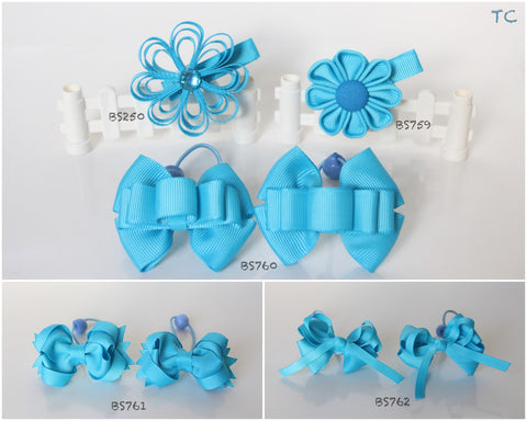 School Hair Accessories, Navy/ Royal Blue/ Light Blue/ DGJS (BS759-BS762)