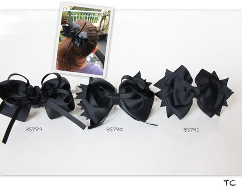 School Hair Accessories, Black (BS789-BS791)