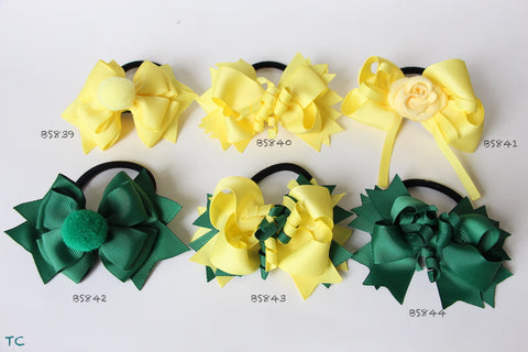 School Hair Accessories, Yellow/ Dark Green/ Good Hope (BS839-BS844)