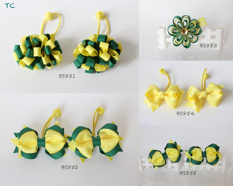 School Hair Accessories, Yellow/ Dark Green/ Good Hope (BS851-BS855)