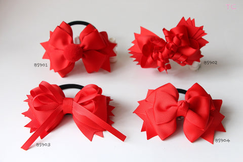 School Hair Accessories, Red (BS901-BS904)