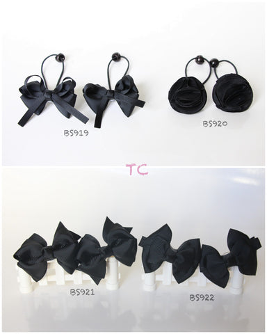 School Hair Accessories, Black (BS919-BS922)