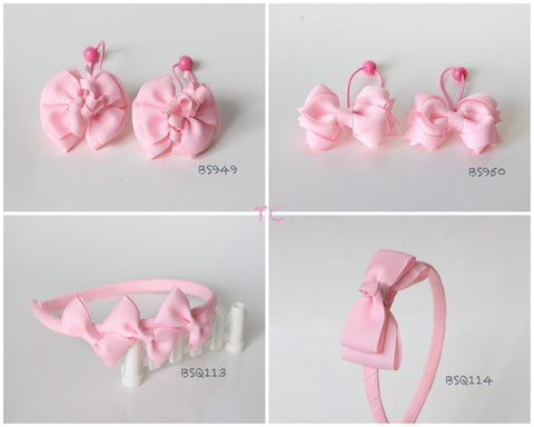 School Hair Accessories, Pink (BS949-BS950)