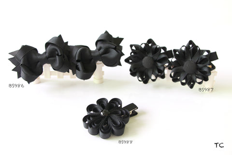 School Hair Accessories, Black (BS986-BS988)