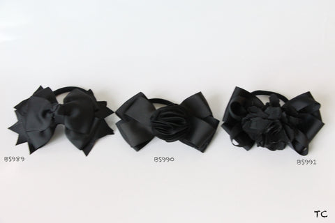 School Hair Accessories, Black (BS989-BS991)