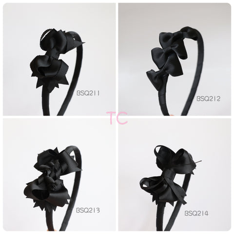 School Hair Accessories, Black (BSQ211-BSQ214)