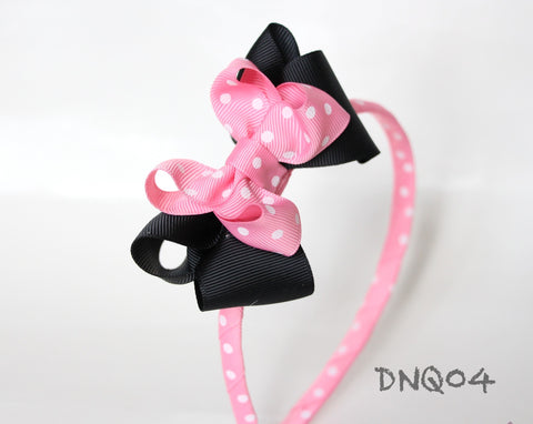 Minnie-like Pink Polka Dot and Black Headband (DNQ04)