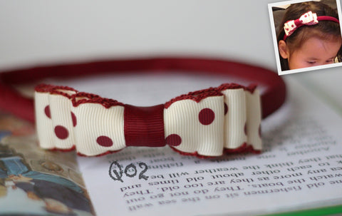 Burgundy Polka Dot headband (Q02)