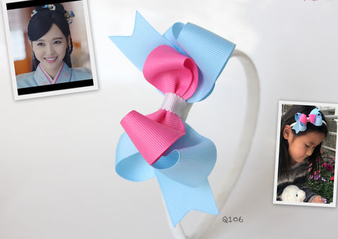 Elegant Pink and Light Blue Headband (Q106)