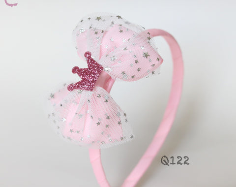 Glitter Pink Crown Headband (Q122)