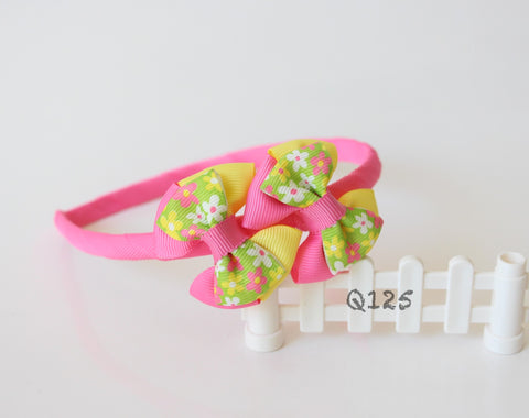 Green Flower and Pink Headband (Q125)