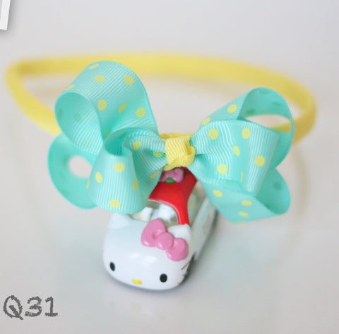 Lake Green Polka Dot and Yellow Headband (Q31)