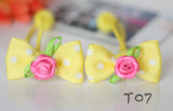 Yellow and Pink Flower Hair Ties (T07)