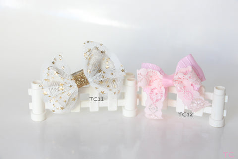 Beautiful Gold and Pink Bows Hair Clips (TC11-TC12)