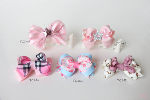 Pink Big Bows Hair Clips (TC148-TC152)