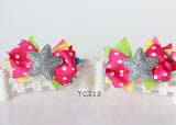 Glitter Silver Star Twinset Hair Clips (TC213)