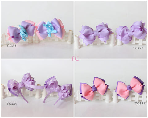 Purple Bow Twinset Hair Clips (TC228-TC231)