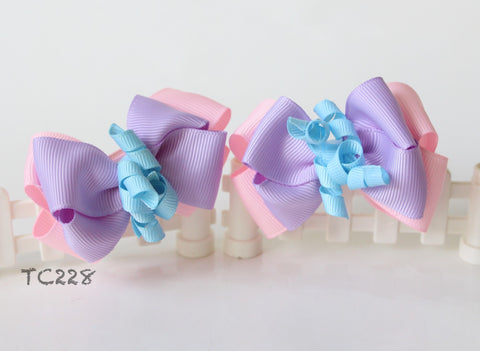 Purple Bow Twinset Hair Clips (TC228-TC231)