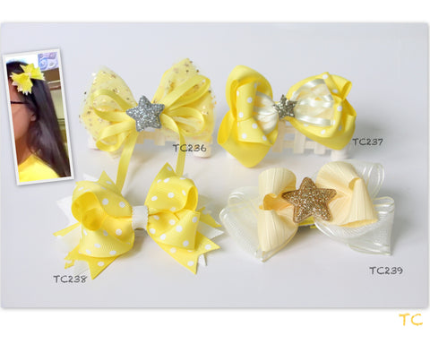 Yellow Big Bow Hair Clips (TC236-TC239)